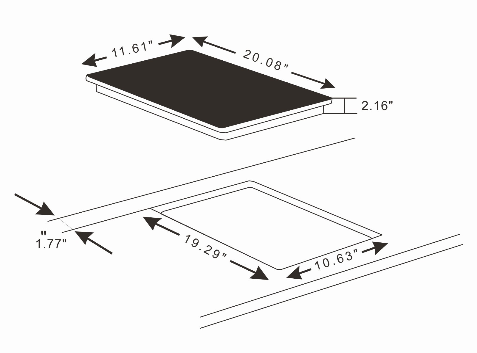 K&H Domino 2 Burner 12" Electric Radiant Ceramic Cooktop 240V CERV