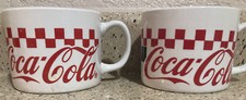 2 COCA-COLA Soup Mug Gibson COKE CHECKERED Wide Mouth 1996 VINTAGE #Z