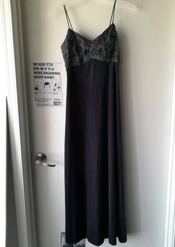 Vintage 80s Dainty WHIMSIGOTH Gray Beaded Rhapsody Dress Long Size 6 Small Women - 第 1/10 張圖片