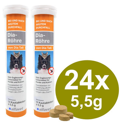 Alfavet Dia Tab Röhre 24x5,5g Hund Katze bei & nach Durchfall (256,74 EUR/kg)