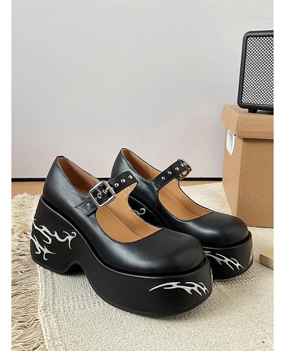 Damenschuhe schräger Absatz dicke Sohle Mary Jane Schwammsohle Höhe Einzelschuhe - Bild 14 von 26
