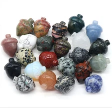 12PCS Natural Stone Mixed Quartz Hand Carved Pine Nuts Crystal Healing Random