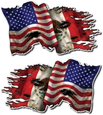 USA American Mexico Mexican Flag Decal Sticker Car Truck Window Bumper 3M Vinyl