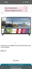 LG TV UJ6300 Series 43in 4K Ultra HD Smart LED WebOS TV With Remote