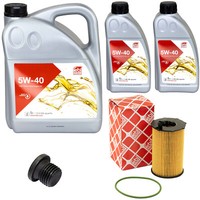 MotoröL Set Febi SAE 5W-40 7 Liter + ÖLfilter + Schraube FüR Porsche Panamera