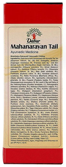Aceite de cola Dabur Mahanarayan 100 ml para aliviar el dolor articular y el dolor de espalda - a base de hierbas Foto 4 de 4