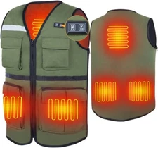Dukuseek Heated Fishing Vest Multi-Pockets LED Light USB Charging Adjustable