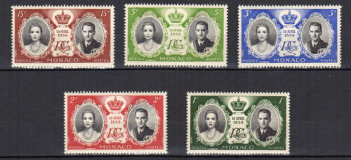 Monaco 1956 Mariage princier Y&T 473 à 477 série de 5 timbres MNH /TE3953b - 第 1/1 張圖片