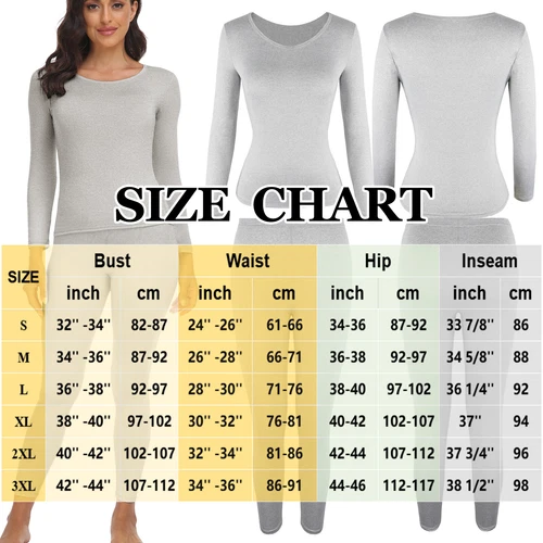 Womens Winter Ultra-Soft 2 Pc Thermal Set Top and Bottom Long Underwear Warm - Picture 19 of 27