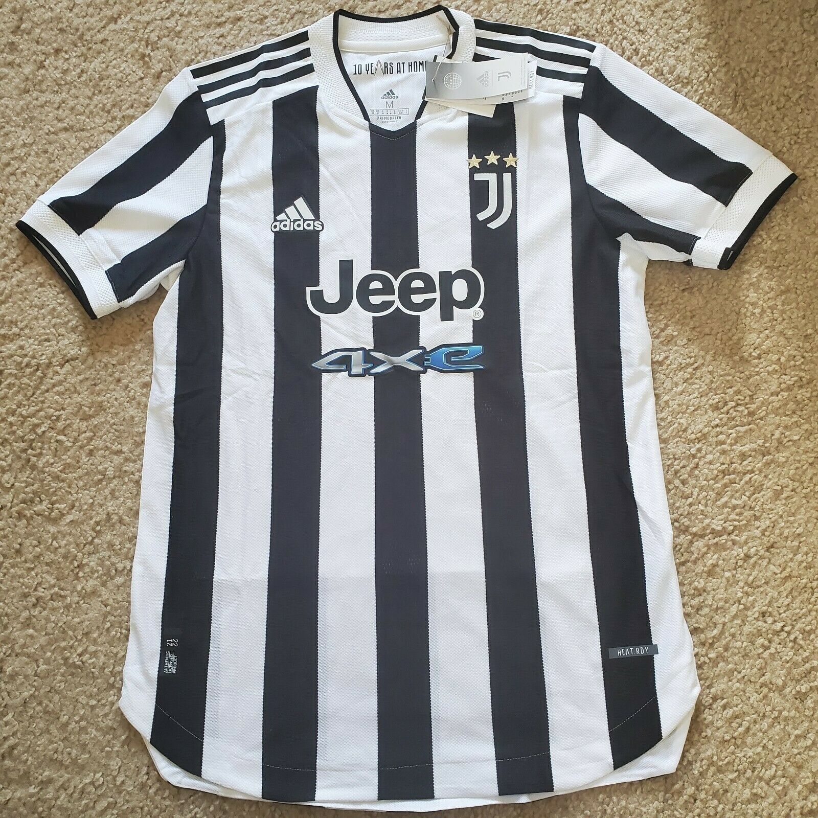 adidas Juventus 21/22 Authentic Home Men&#039;s Jersey Black Soccer $130 GM7179