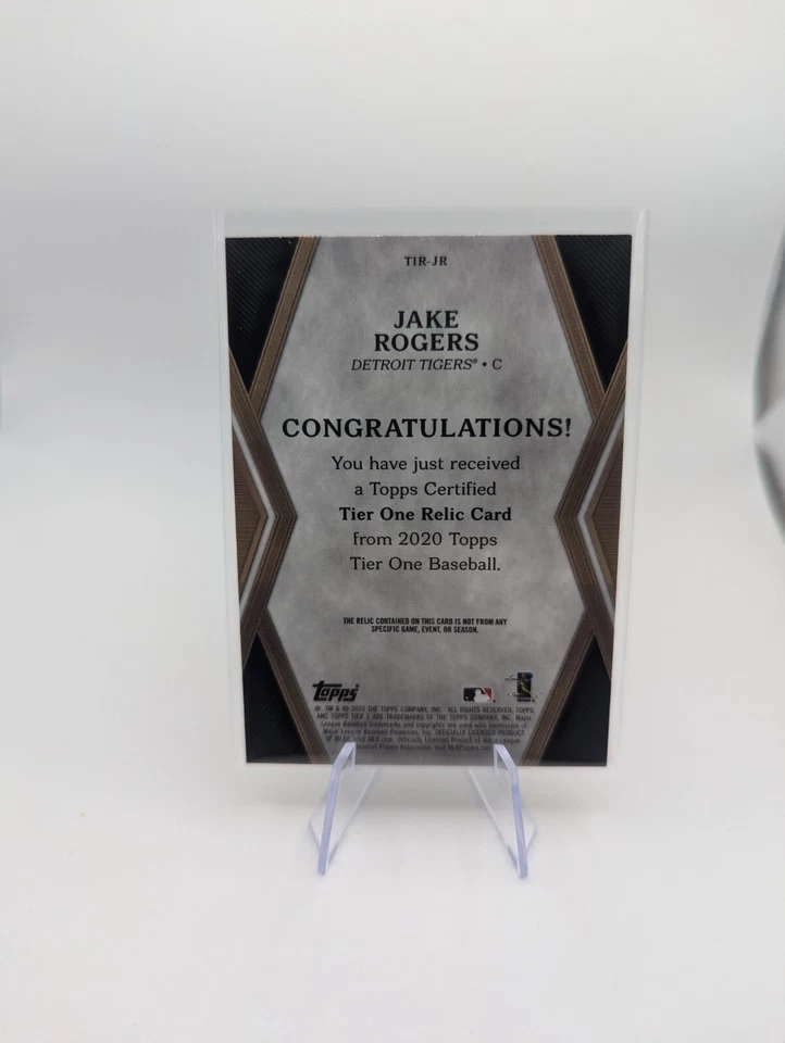 Jake Rogers 2020 Topps Tier One Relics #TIR-JR /395 - Image 2 of 2