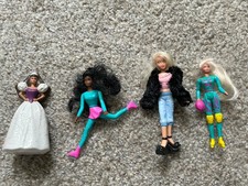 Lot of 4 1990s Mattel Mini Barbie Dolls 4.5-5...