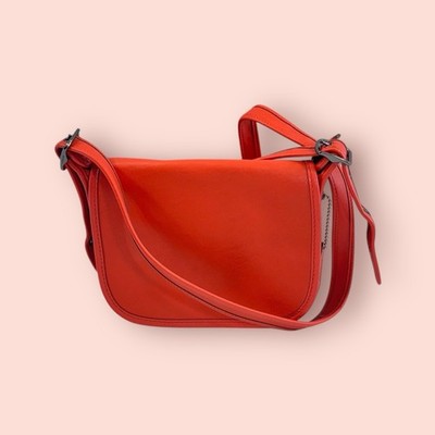 COACH 18 Saddle Bag in Glovetanned Luxury Designer Leather Orange