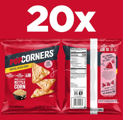 PopCorners Popped Corn Snacks, Kettle Corn, 1 Ounce (Pack of 20) (Packaging May 