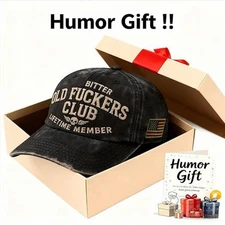 Old F*ckers Club Vintage Baseball Cap, lustige Baseballkappe für Herren, Embroid