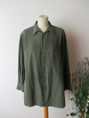 Walbusch Herren Hemd Gr. 41/42 grün Baumwolle/flanell langarm