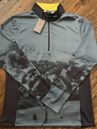 NWT KJUS Revel Printed Midlayer Long Sleeve 1/2 Zip Pullover Mens Size XL