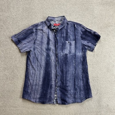HAWAII Hemd Hawaiishirt Gr L Batik Muster Rockabilly Hawaiianer Aloha 29406 Blau