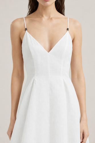 Brunello Cucinelli, BRUNELLO CUCINELLI WOMEN'S WHITE V NECK MAXI DRESS MSRP $5390 (M)