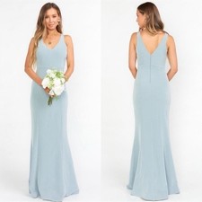 Show Me Your MuMu Blue Gray Morgan V Neck Maxi Dress Size Small