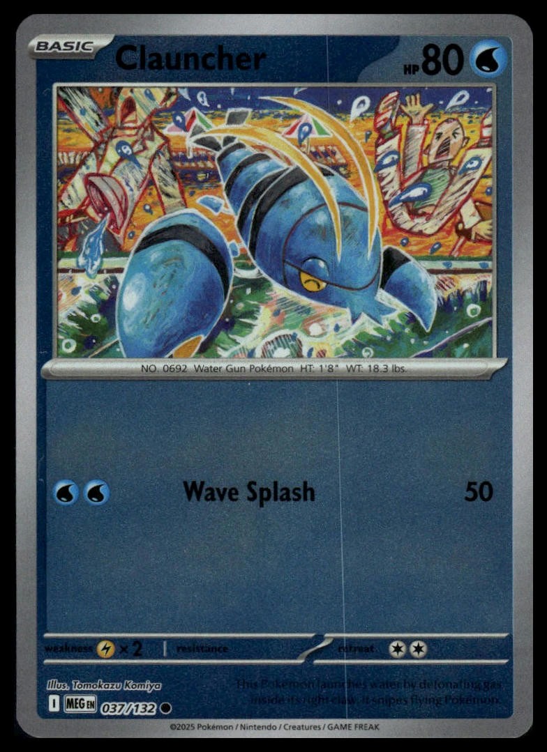 Clauncher #037/132 ME01: Mega Evolution Reverse Holo Pokemon Card