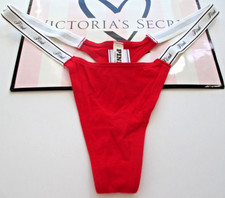 VICTORIA'S SECRET PINK Cotton High Leg Micro Thong Panty VS Red S M L XL Logo