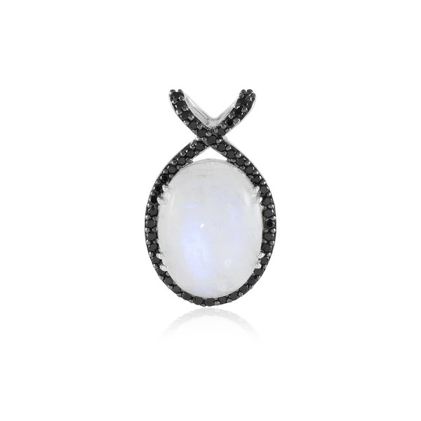 Cavill Regenbogen Mondstein AnhäNger 16,9Ct Oval 925 Silber Platin.-image