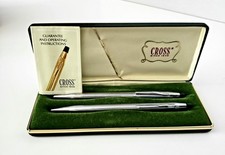 Vintage Cross Century Classic Refillable Silver Ballpoint Pen Pencil Set