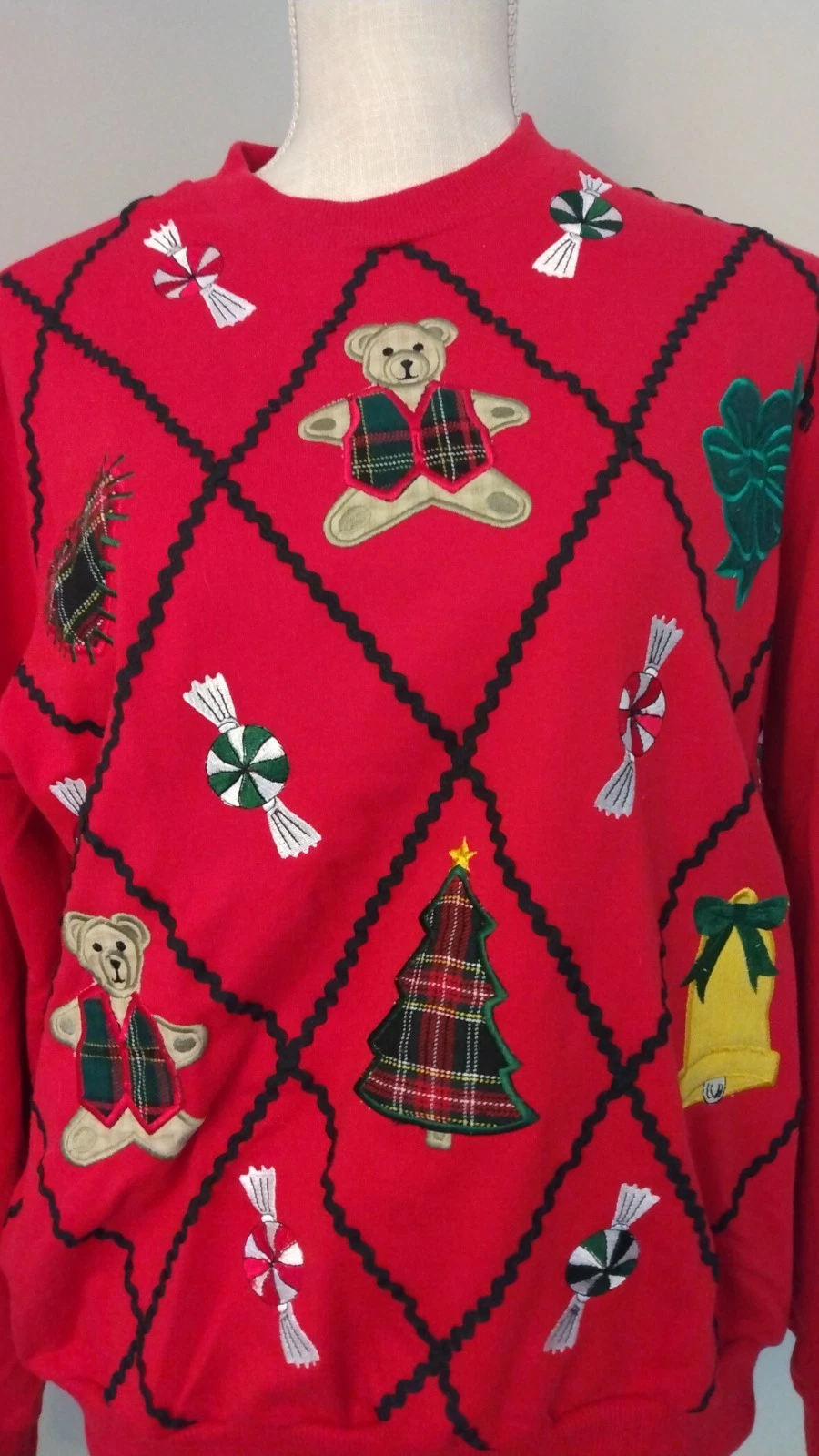 Alfred Dunner Vintage Ugly Christmas Pullover Sweatshirt Red Women's Size M