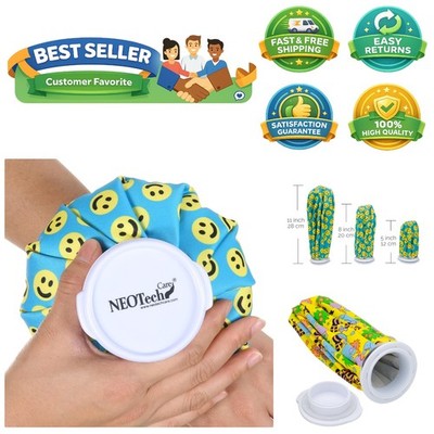 Flexible 5-Inch Refillable Ice Bag with Smiley Face - Comfort & Style Combined
