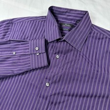 Marc Anthony Slim Fit Purple Long Sleeve Button Down Mens Shirt Sz 17 32-33