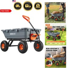 Heavy Duty Garden Cart Wheelbarrow 800lbs Poly Dump Yard Wagon 4 Wheels