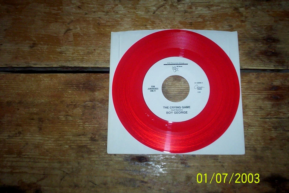 BOY GEORGE ( THE CRYING GAME / STAND BY YOUR MAN ) RED VINYL juke box 45 NM- - image 1 of 1