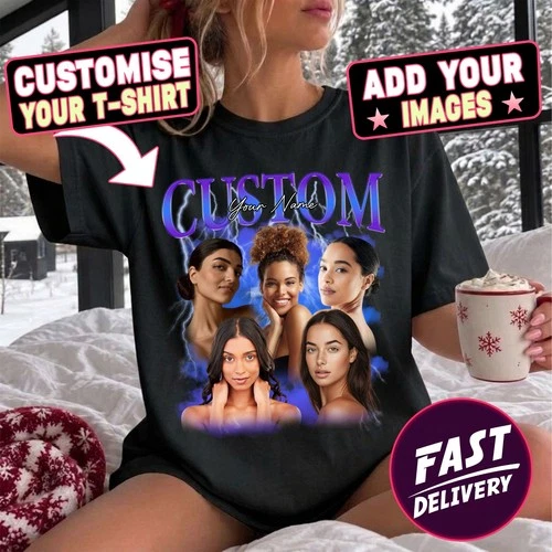 Customized Photos & Text Bootleg - Custom Name Birthday Party Shirt - product listing photo