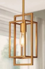 LNC 1-Light Vintage Brushed Gold Geometric Pendant