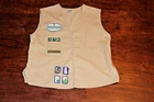 Girl Scouts Of America USA Uniform Vest Girl's Vest Tan Large Sewn Patches