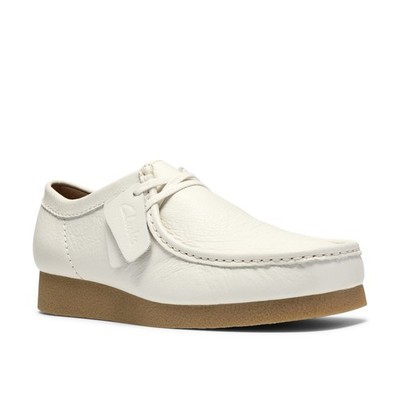 New Men Clarks Wallabee Evo Low White Leather Rubber Bottom Comfortable Shoes