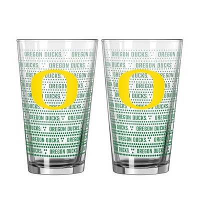 Logo Brands Oregon Ducks Two-Pack Chant Fade 16oz. Pint Glass Set