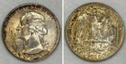 1948-S Washington Silver Quarter 25C Rainbow Toned BU From Original Mint Set