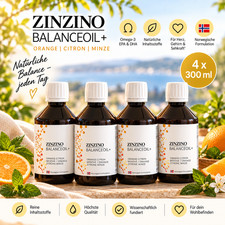 4x Zinzino Balanceoil+ Orange-Zitrone-Minze, je 300ml, neu und unge&ouml;ffnet