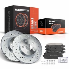 10.04 inch 255mm Front Drilled and Slotted Disc Brake Rotors Ceramic Pads