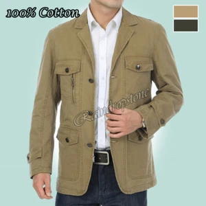 Hommes Militaire Blazer Vestes Veste de coton Slim Fit Business Coat Plus Taille 5XL