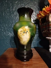 The Vaase Vase CAT KITTEN Design Made In Vietnam  12  1/2” RARE HTF 