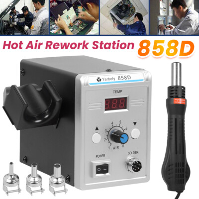 700W Lötstation Heißluft Löten Lötkolben Air Rework SMD Station 858D + 3 Nozzles