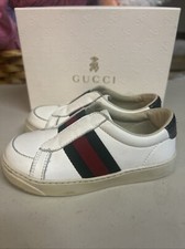 Gucci Ace kids leather web shoes sneakers, toddler Size EU 24