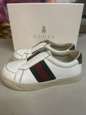 Gucci Ace kids leather web shoes sneakers, toddler Size EU 24