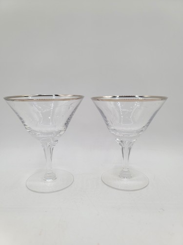 Fostoria Braut Belle Martini geätzter Kristall Platinrand 4,75" 4er Set - Bild 9 von 12