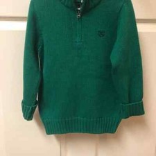 Boys Chaps green pullover sweater 1/4 zip front size 5. Christmas