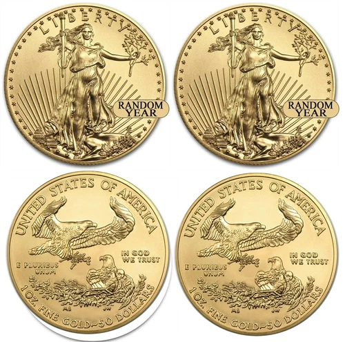 Lot of 2 - Random Year 1 oz Gold American Eagle Coin Brand New BU