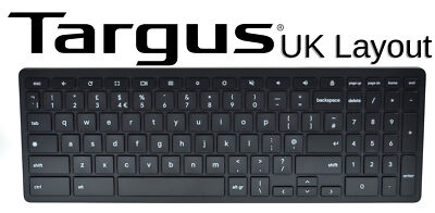 Bluetooth 5.1 Kompakte Slimline Tastatur Chrom Windows IOS Android Mac UK Layout